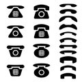 Black old phone and receiver symbols
