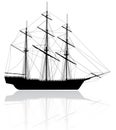 Black old ship isolated on white Royalty Free Stock Photo