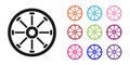 Black Old wooden wheel icon isolated on white background. Set icons colorful. Vector Royalty Free Stock Photo