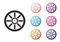 Black Old wooden wheel icon isolated on white background. Set icons colorful. Vector Royalty Free Stock Photo