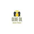 Black olive oil drop logo. Organic black olive oil design. Royalty Free Stock Photo