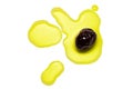 Black olive on splashed oil drops Royalty Free Stock Photo