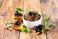 Tapenade with bread toast Royalty Free Stock Photo