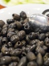 Black olives in bowl Royalty Free Stock Photo