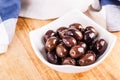 Black olives bowl Royalty Free Stock Photo