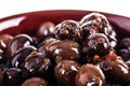 Black olives bowl closeup Royalty Free Stock Photo