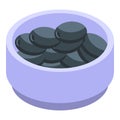 Black olives bowl icon, isometric style Royalty Free Stock Photo