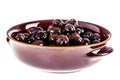 Black olives bowl on white Royalty Free Stock Photo