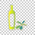 Black olives branch with olive oil bottle sign. Blue to green gradient Icon with Four Roughen Contours on stylish
