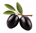 Black olives isolated on white background