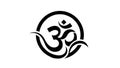 Black Om Aum Symbol in Circle Vector Icon Royalty Free Stock Photo