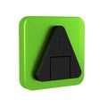 Black Onigiri icon isolated on transparent background. Japanese food. Green square button.