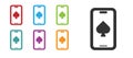 Black Online poker table game icon isolated on white background. Online casino. Set icons colorful. Vector Royalty Free Stock Photo