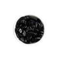 Black onyx pebbles isolated, polished hematite gem stones
