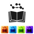 Black Open book icon isolated on white background. Set icons in color square buttons. Vector Illustration Royalty Free Stock Photo