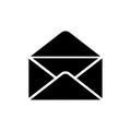 Black open envelope icon in flat style Mail symbol Royalty Free Stock Photo