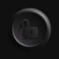 Black Open Locker Icon. Security Unlocked Isolated Design Element