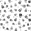 Black Open Padlock Icon Isolated Seamless Pattern On White Background. Opened Lock Sign. Cyber Security Concept. Digital