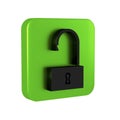 Black Open padlock icon isolated on transparent background. Opened lock sign. Cyber security concept. Digital data