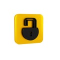 Black Open padlock icon isolated on transparent background. Opened lock sign. Cyber security concept. Digital data