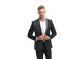 Black is optional for wedding attire. Man wear classy suit. Wedding reception outfit Royalty Free Stock Photo