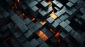 a black and orange abstract background with cubes Royalty Free Stock Photo