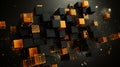 a black and orange abstract background with cubes Royalty Free Stock Photo