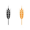 Black and orange abstract ears of wheat. Vector illustration on white isolated background Royalty Free Stock Photo