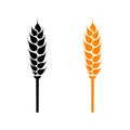 Black and orange abstract ears of wheat. Vector illustration on white isolated background Royalty Free Stock Photo