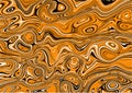 Black and orange abstract liquify lines background. Liquid acrylic marble texture. Random chaotic Grunge overlay. Vector