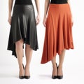 Black And Orange Asymmetric Skirt Leggings - Award Winning Studio Photography