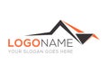 Black and Orange Color Abstract Home Roof Logo Design