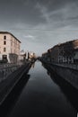 Black and orange color of a river