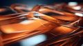 black and orange colored melting glass waves for abstract background and wallpaper. Neural network generated image Royalty Free Stock Photo