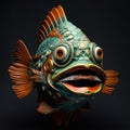 Realistic 3d Rendered Fish Portrait With Unique Caricature Style