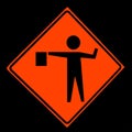 Black and Orange Flag Man Warning Sign