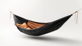 Black and orange hammock hanging, isolated on white background Royalty Free Stock Photo