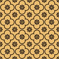 Black on orange club and circle seamless repeat pattern background