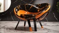 Black and Orange Marble Chair on Marble Floor