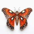 Vibrant Orange Moth On White Background - 3d Insect Art