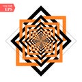 A black and orange relief tunnel. Optical illusion. Vector illustration. Black and orange squares. eps10 Royalty Free Stock Photo