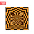 A black and orange relief tunnel. Optical illusion. Vector illustration. Black and orange squares. eps10 Royalty Free Stock Photo