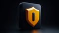 Black and orange shield icon on background, representing security protection Royalty Free Stock Photo
