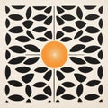 Mid-century Inspired Square Framed Art With Luminous Spheres And Leaf Patterns