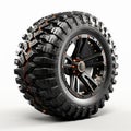 Realistic Black And Orange Off Road Wheel Design