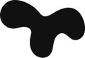Black organic flowing abstract shape with smooth curves and edges creating a dynamic and artistic visual on white