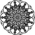 Mandala black line flower on white background