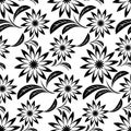 Black ornamental Flower Pattern on white