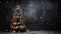 Black ornaments decorated Christmas tree background. Merry Christmas, Happy New Year concept. Beautiful festive dark Royalty Free Stock Photo
