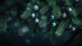 Black ornaments decorated Christmas tree background. Merry Christmas, Happy New Year concept. Beautiful festive dark Royalty Free Stock Photo